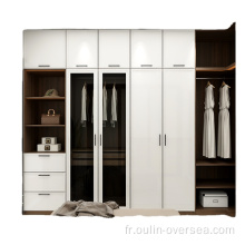 Armoire à manger et armoires modernes en verre blanc et armoires
